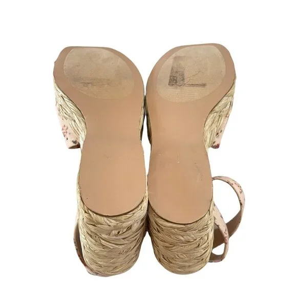 Steve Madden Women's Pink Floral Poloma Espadrille Platform Wedge Sandals Sz 8.5 - Picture 8 of 9